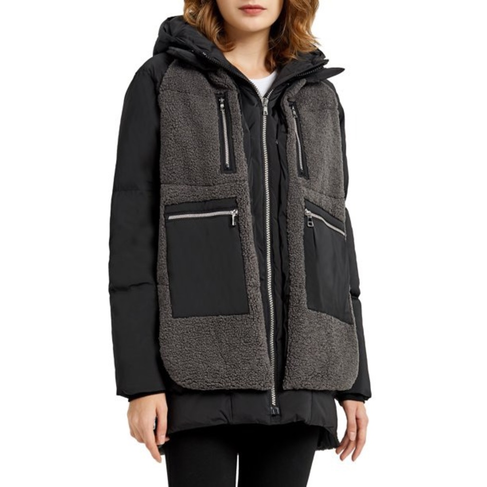 Women's Black and Gray Hooded Jacket